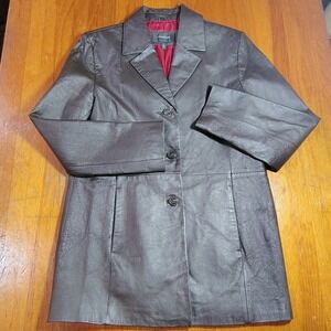 Colebrook Classics Women's Leather Blazer Jacket Dark Brown L Lined